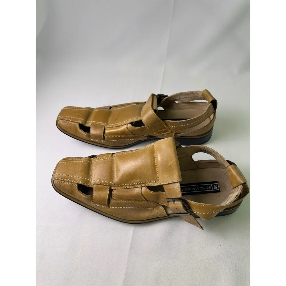 STACY ADAMS Men's‎ 10.5 M Tan Leather Fisherman Buckle Sandals 24658